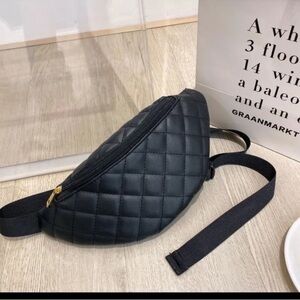 Black Quilted Pattern Sling Bag